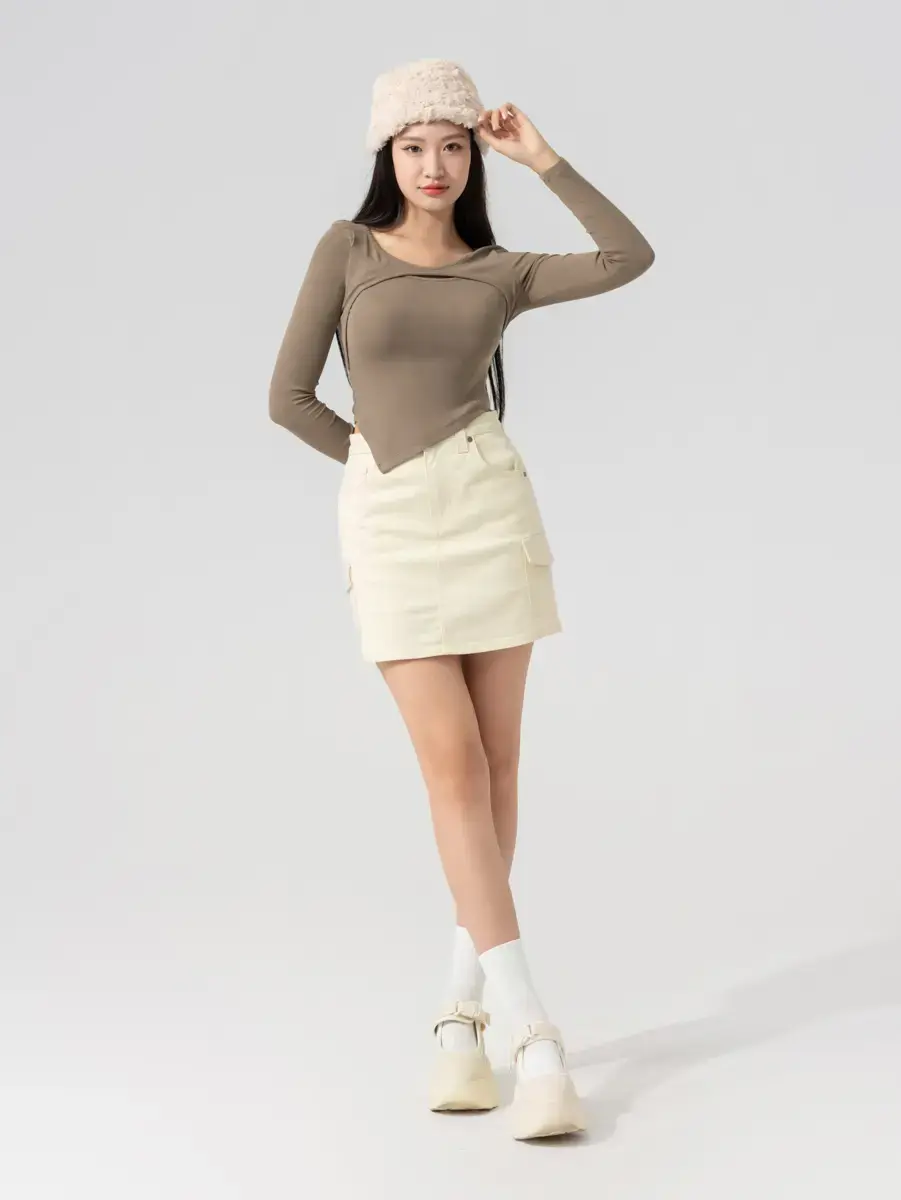 Áo Thu Đông Nữ Vạt Chéo - Nâu - S