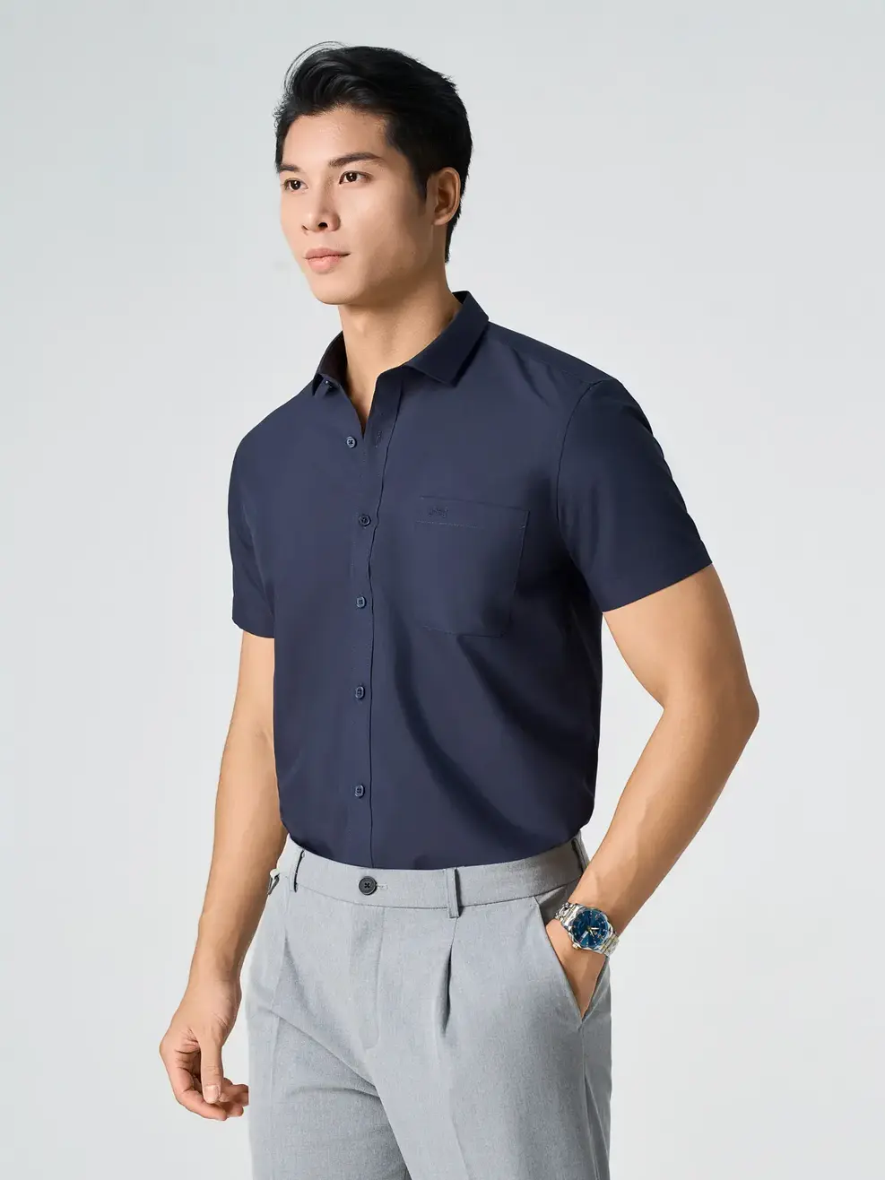 Áo Sơ Mi Nam Cộc Tay Túi 3M (SNM5005) - TÍM THAN 069 - M