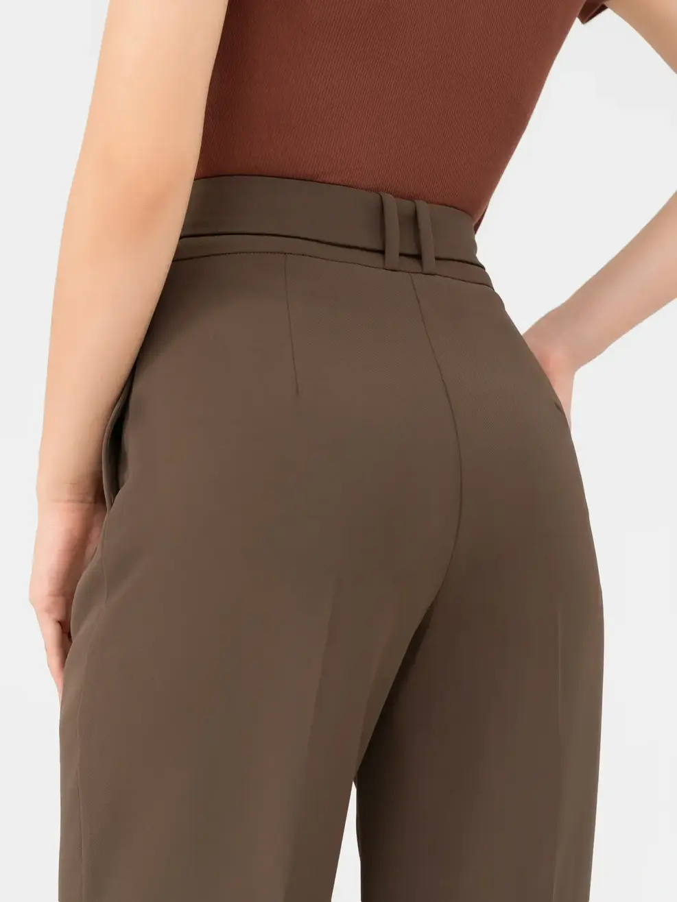 Quần Âu Nữ Đứng Kèm Thắt Lưng Bản To - Nâu đậm - S