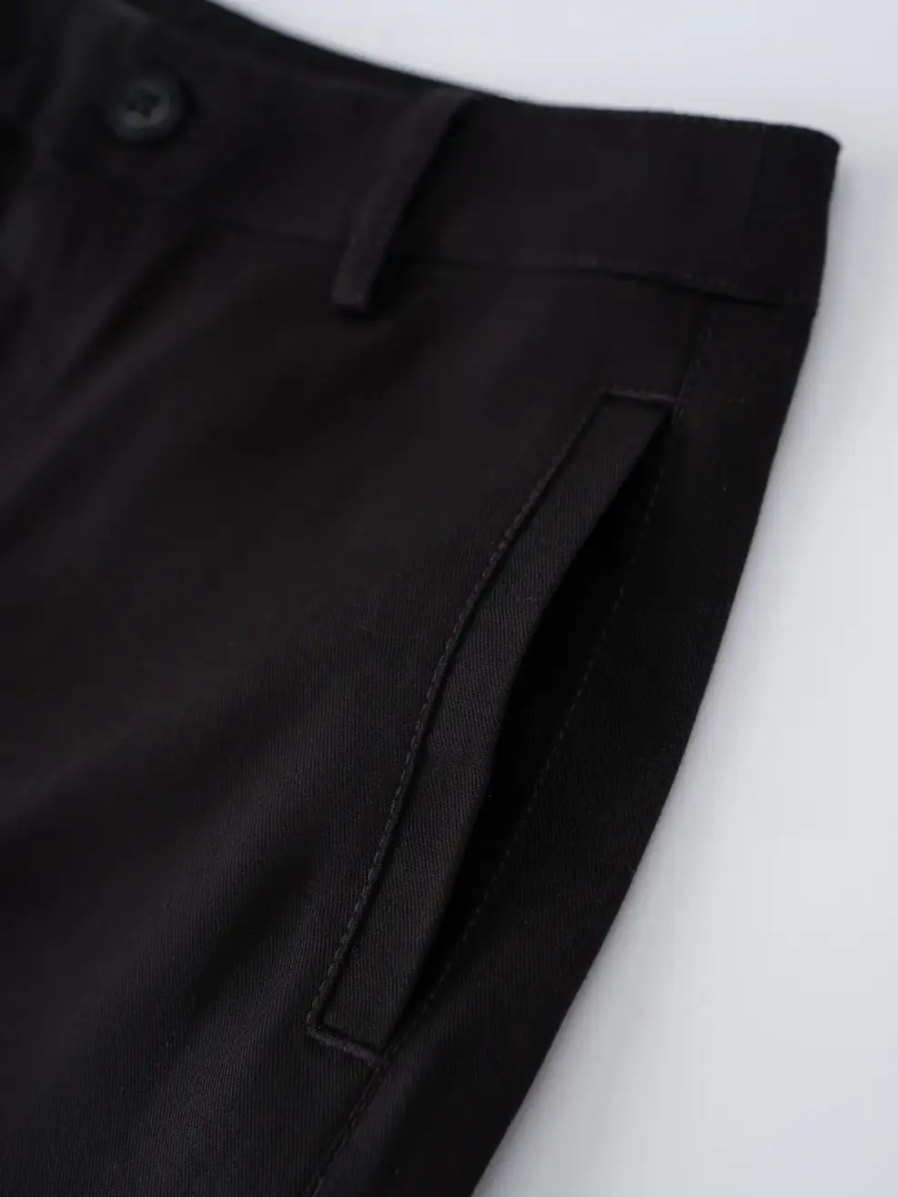 Quần Khaki Dáng Suông Cạp Cao Cơ Bản - Đen 001 - 27