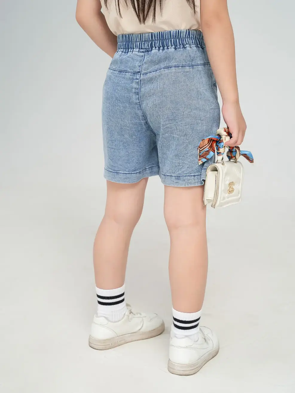 Sooc jeans kid nữ regular cạp chun - Xanh - 4-5