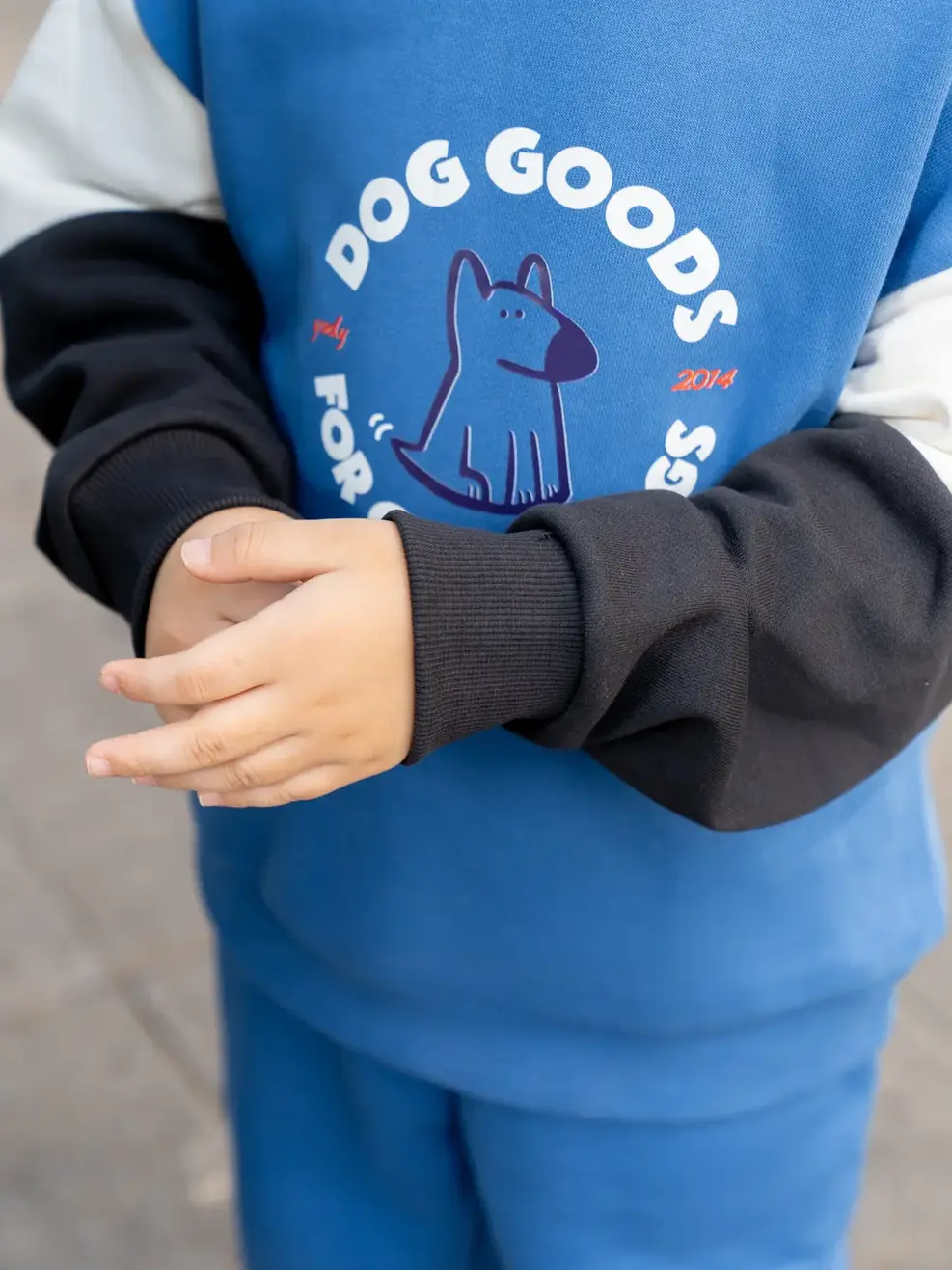 Bộ đồ kid nỉ phối in Dog Goods - Xanh dương - 2