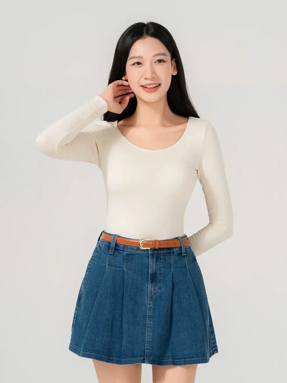 Áo Thu Đông Nữ Cổ Rộng - Be - S