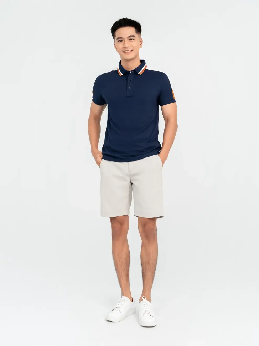 Polo Nam Cafe Phối Vai - Navy - M