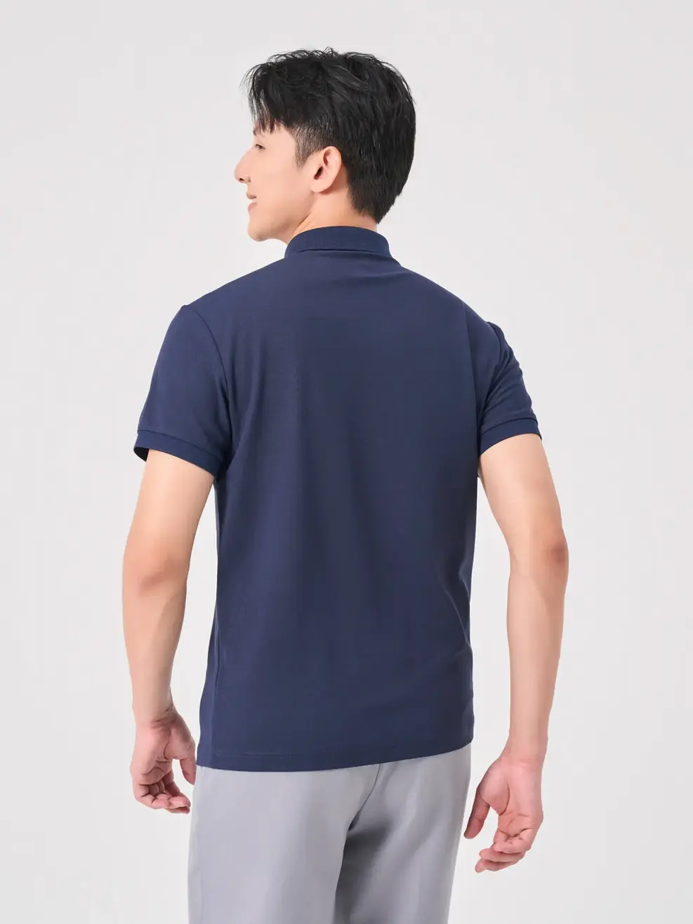 Áo Polo Nam Cafe Tổ Ong Nẹp Cúc Cúc Bấm - Navy - M