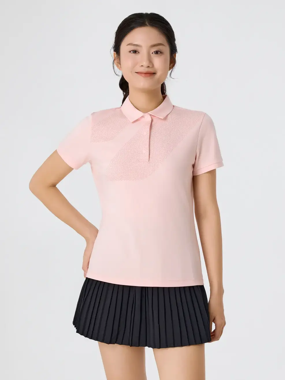 Áo Polo Nữ Thể Thao In Hoạ Tiết - hồng 047 - XS