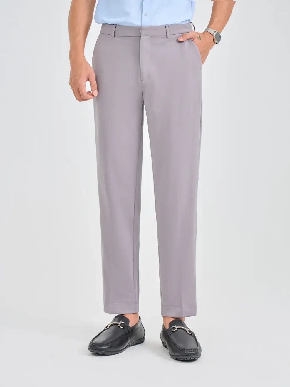 Quần Âu Nam Ngang Mắt Cá Chân - Ghi Đậm - 29