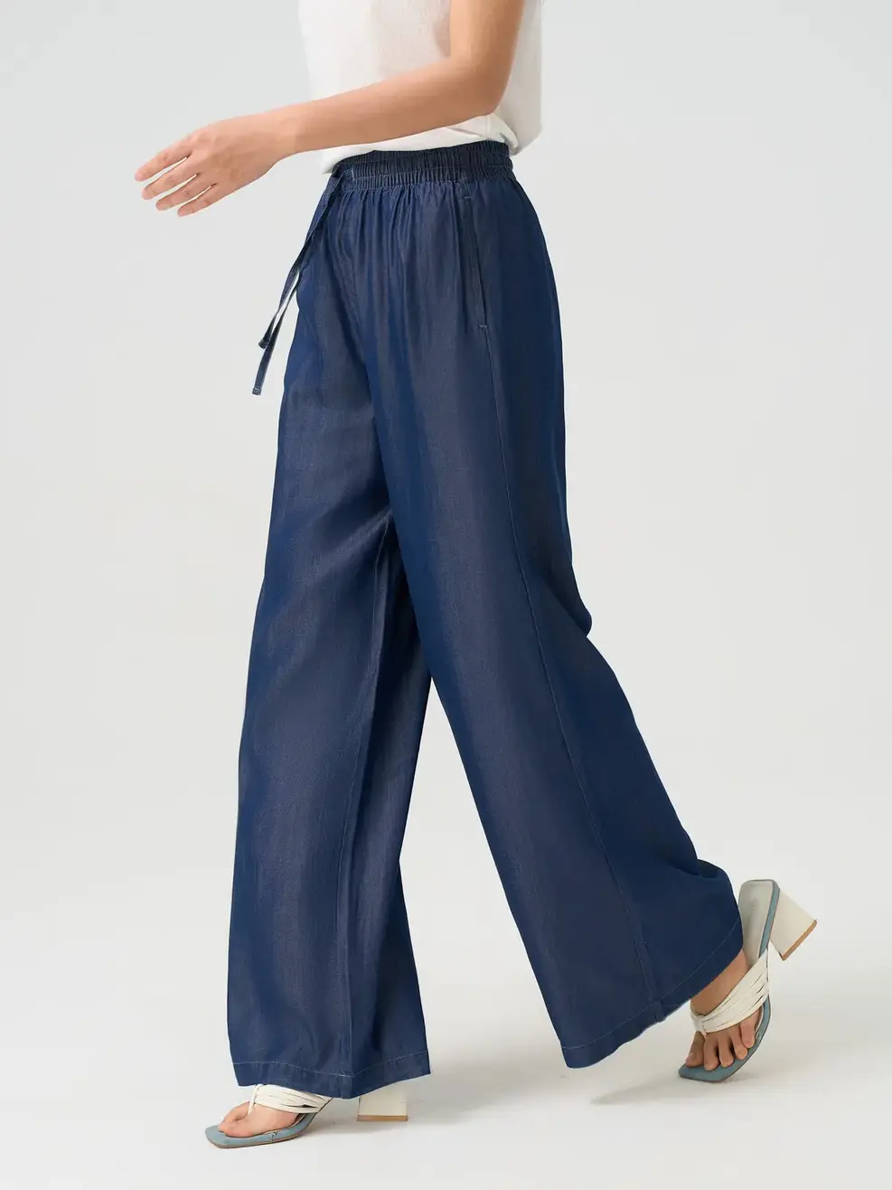 Quần Jeans Giấy Chun Eo Buộc Dây - Xanh 093 - 26