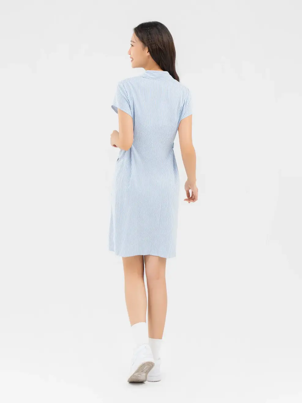 Váy Nữ Sơmi Kẻ - Kẻ Xanh - S