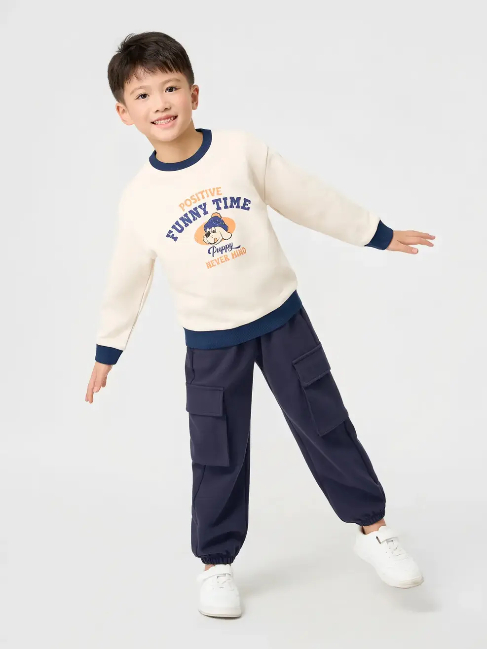 Áo Nỉ Cổ Tròn Funny Time - Tím Than 006 - 104