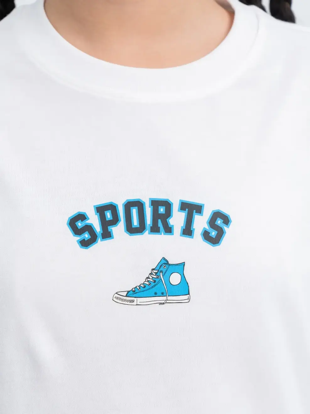 T-shirt Kid Lớn In Giày Sport - Trắng - 10