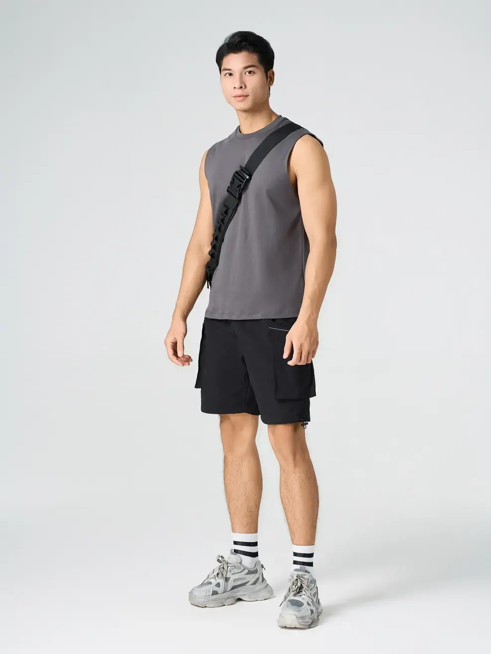 Áo Ba Lỗ Basic Regular - Than chì 002 - XL