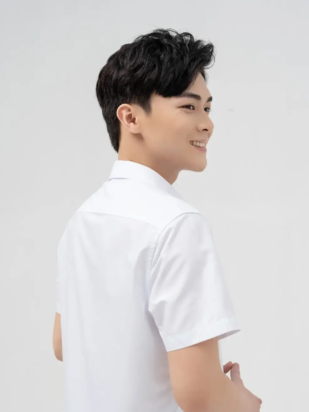 Sơ mi nến cộc tay slim - Trắng tinh - XL
