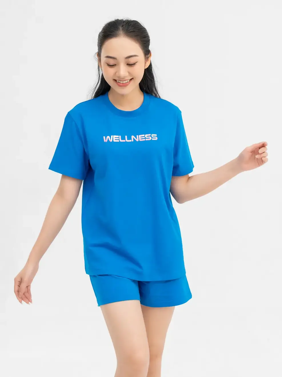 Đồ Bộ Nữ In Chữ Wellness Cotton Usa - Navy - S