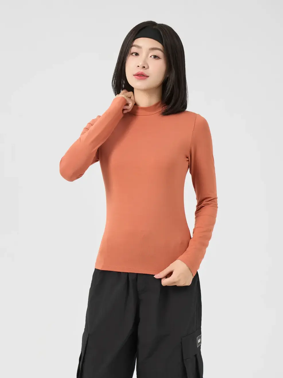 Áo Thu Đông Nữ Giữ Nhiệt Cổ 3cm - Cam đất - S