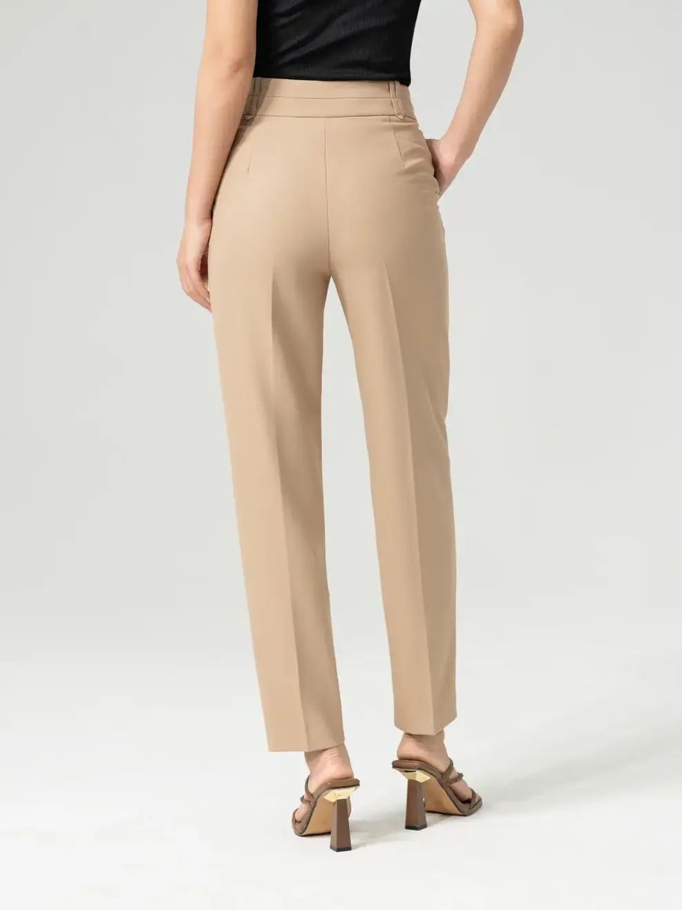 Quần Tây Nữ Cạp Kép Đỉa Trang Trí - Nâu be - M