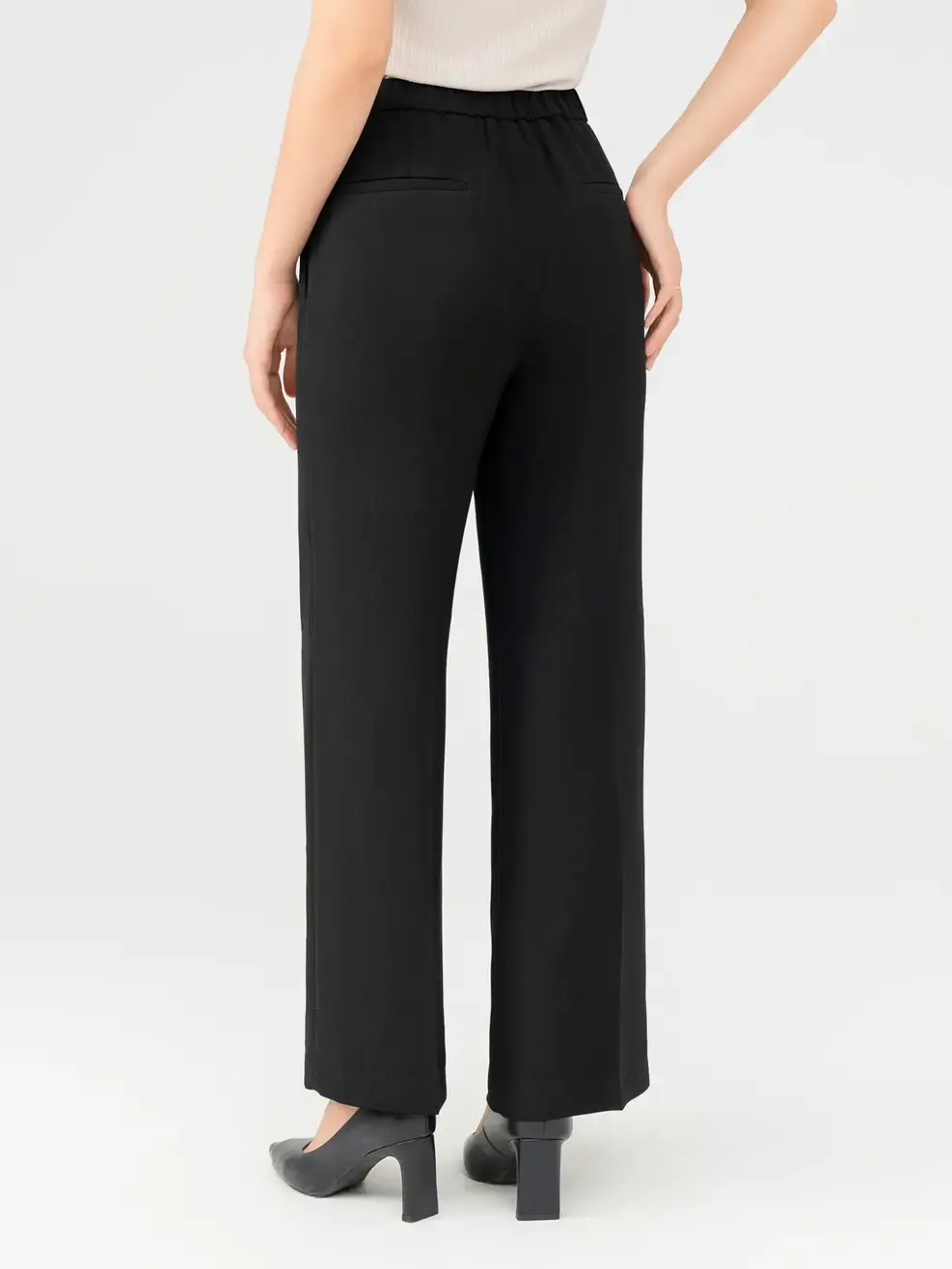 Quần Tây Nữ Suông Chun Luồn Lưng Sau - Đen - M