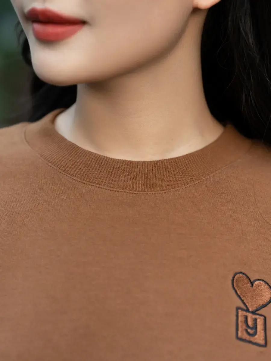 Ảo thu đông nữ thêu trái tim - Nâu - XL
