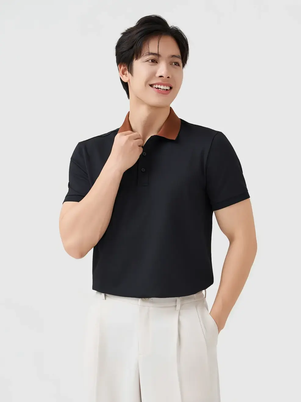 Áo Polo Nam Ngắn Tay Cổ Phối Bo - ĐEN 002 - M