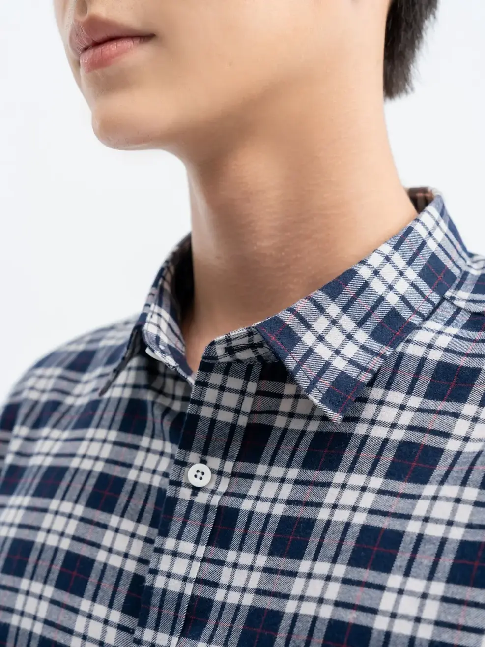 Sơ Mi Dài Tay Nam Kẻ Caro Túi Ngực - Kẻ xanh đen - M