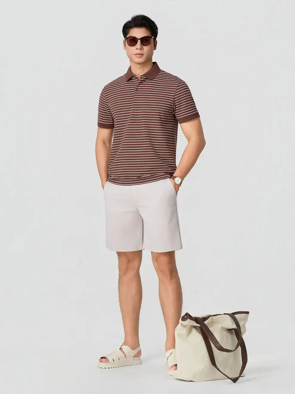 Quần Shorts nam cơ bản phom Relax -  Xám 180 - 29