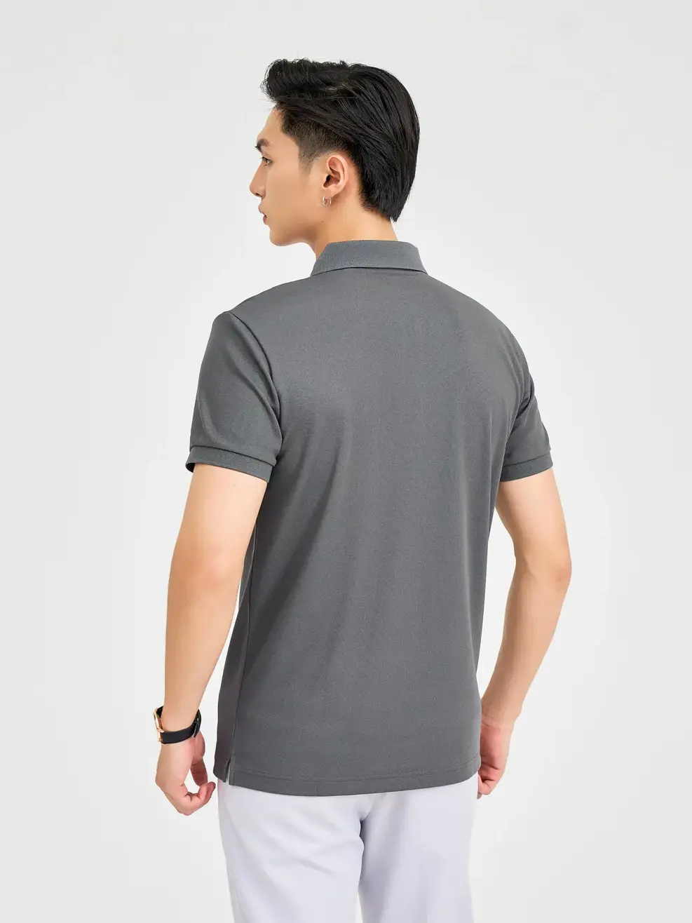 Polo Nam Cafe Tổ Ong Nẹp To - Ghi - M