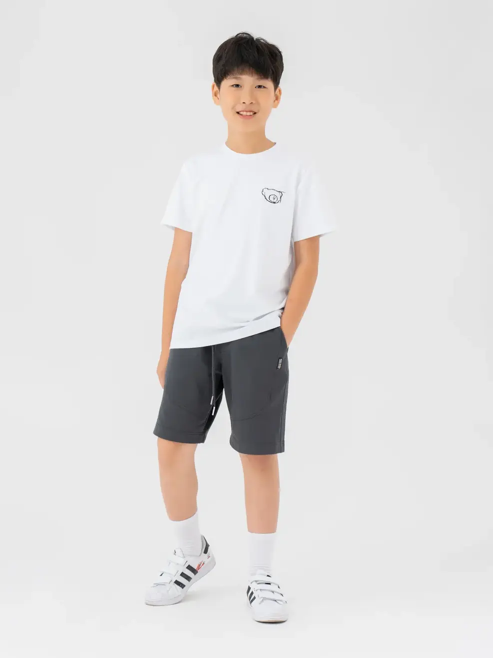 T-shirt Kid Trẻ Em Lớn In Gấu Bột Ngô - Trắng 1 - 8