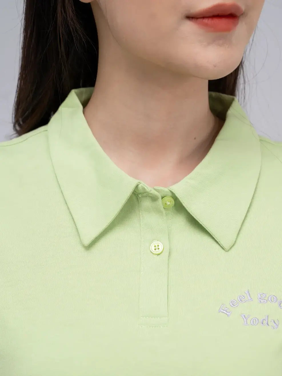 Bộ đồ nữ cổ thêu logo - Xanh Lá - S