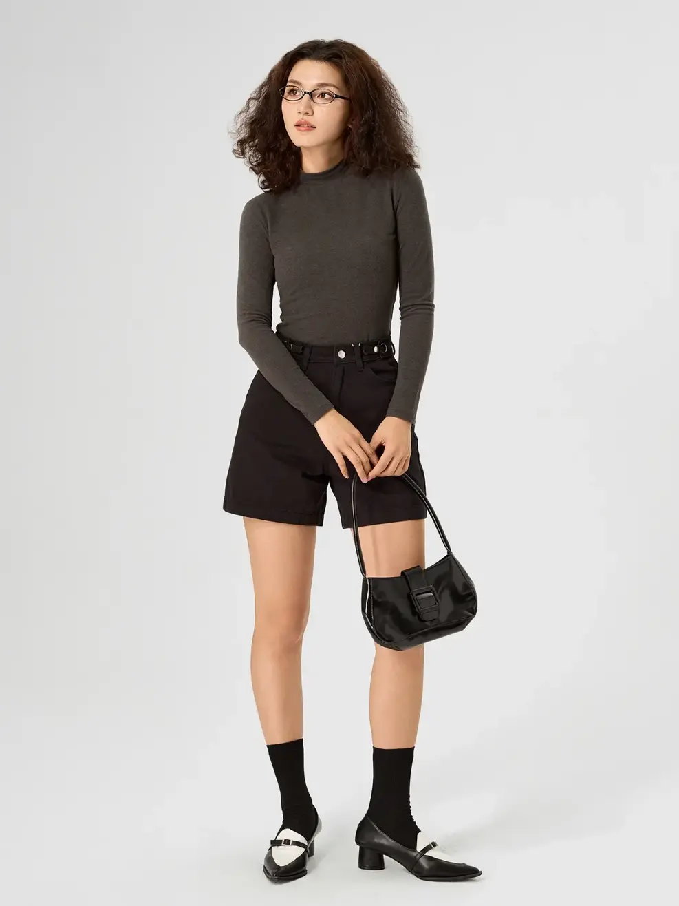 Áo Thu Đông Nữ Cổ 4cm  - Xám đậm - S