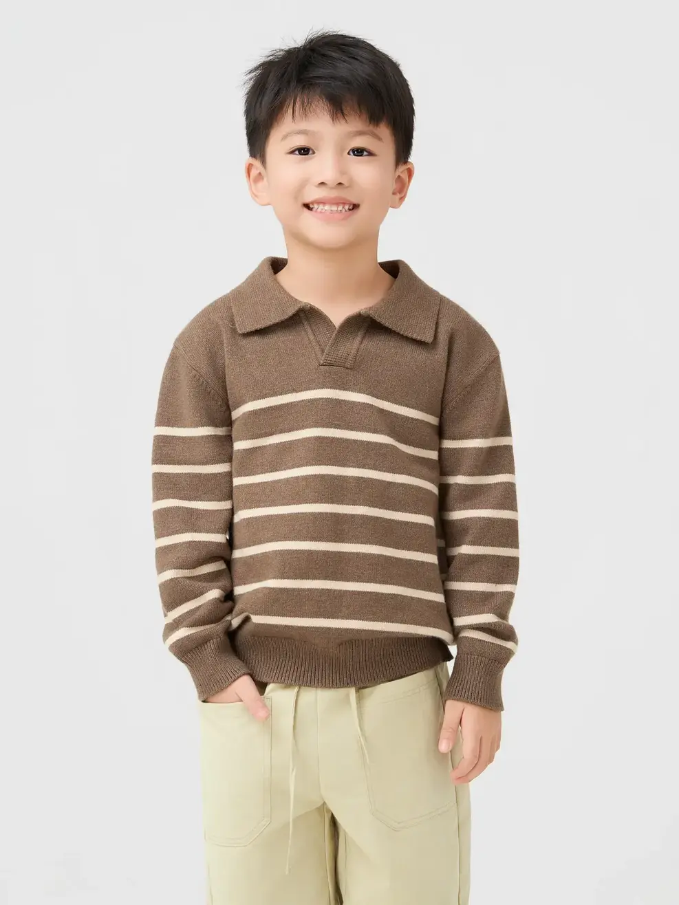 Áo Len Kẻ Ngang Cổ Polo - NÂU 133 - 122