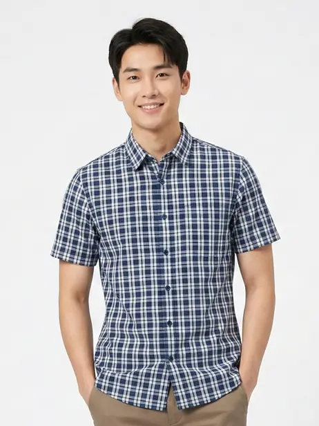 Áo Sơ-mi Ngắn Tay Nam Kẻ Caro
