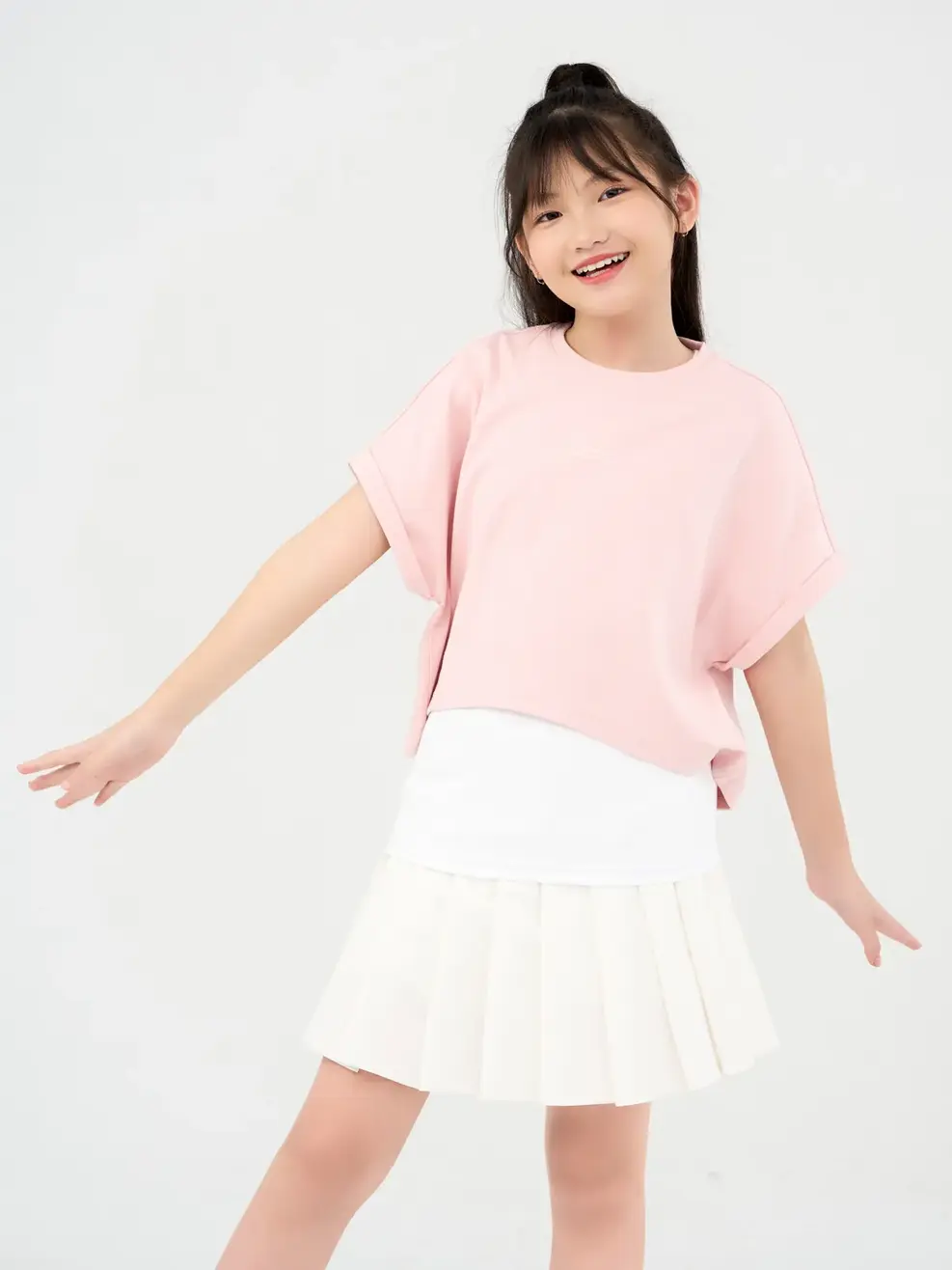 Áo Thun Sport Croptop In Logo - Hồng trắng - 8