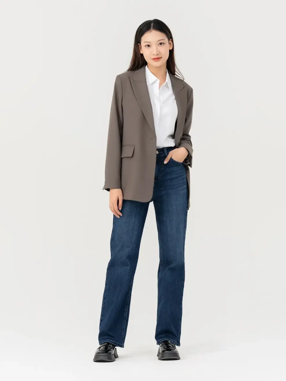 Vest Nữ Dáng Blazer Túi Cơi - Nâu đậm - S
