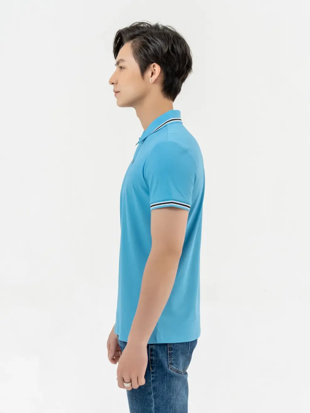 Polo Nam Airycool Phối Cổ - Xanh Biển - M