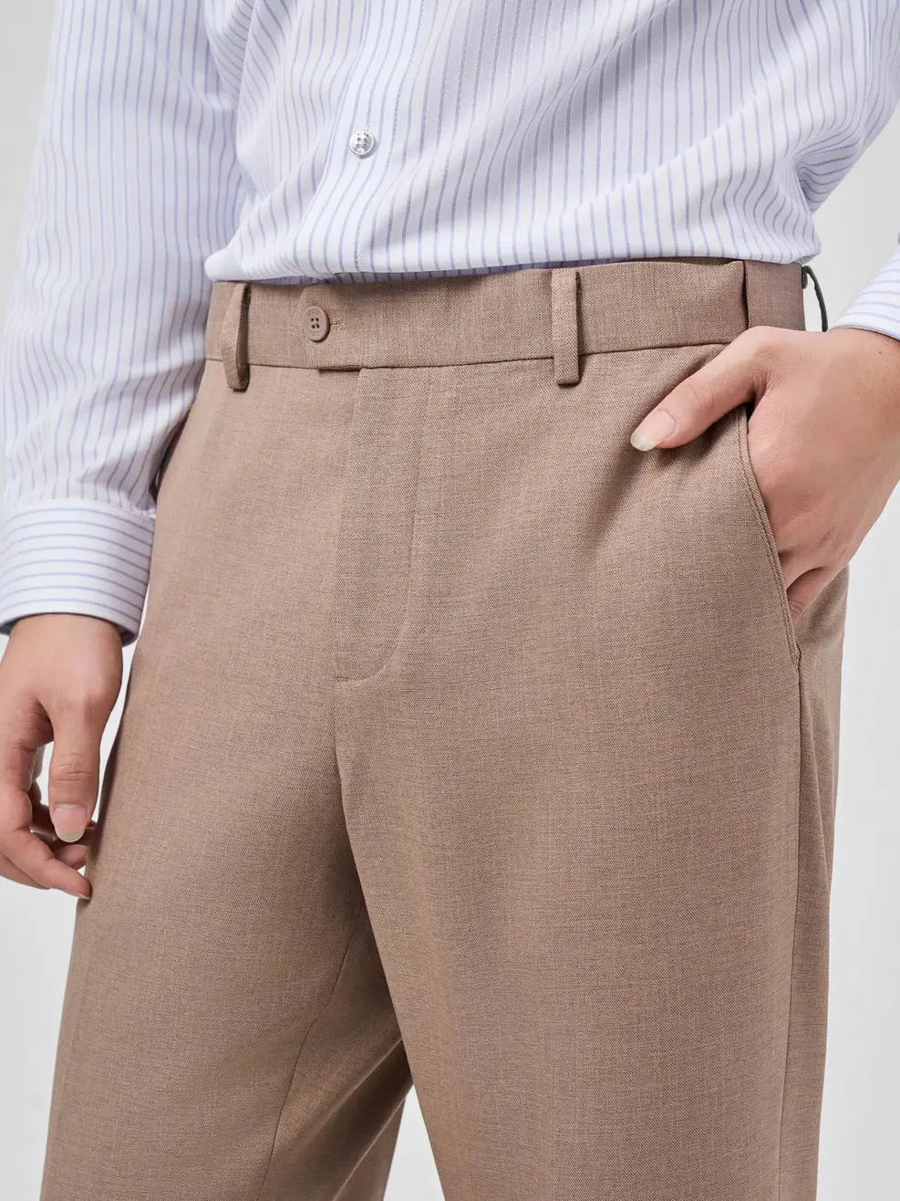 Quần Âu Nam Nano Regular Cạp Di Dộng - Nâu 231 - 29