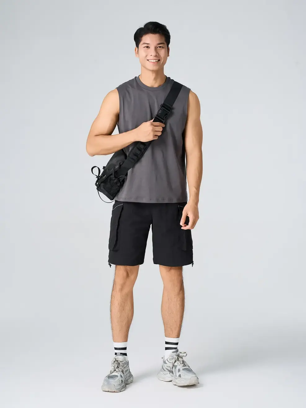 Áo Ba Lỗ Basic Regular - Than chì 002 - XL