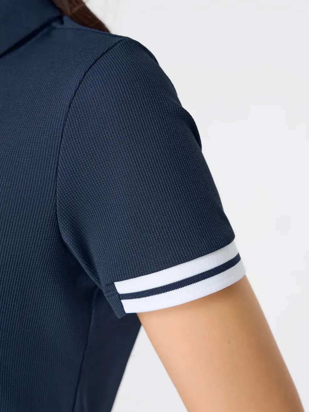 Áo Polo Nữ Thể Thao Phối Bo Tay - Navy 005 - S