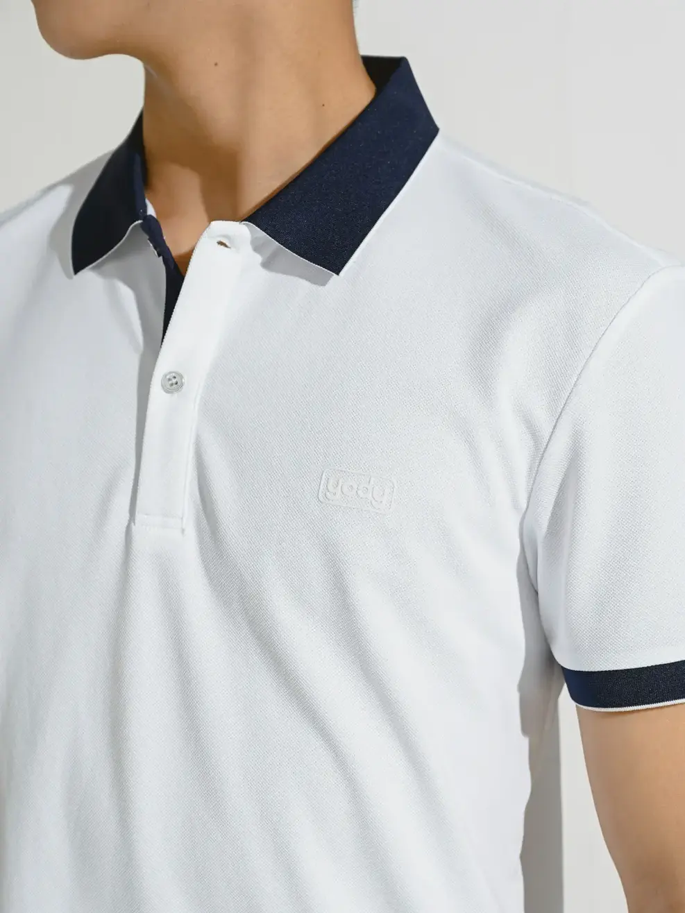 Áo Polo Nam Cà Phê Phối Nẹp (APM3635)) - TRẮNG PHỐI TÍM THAN - M