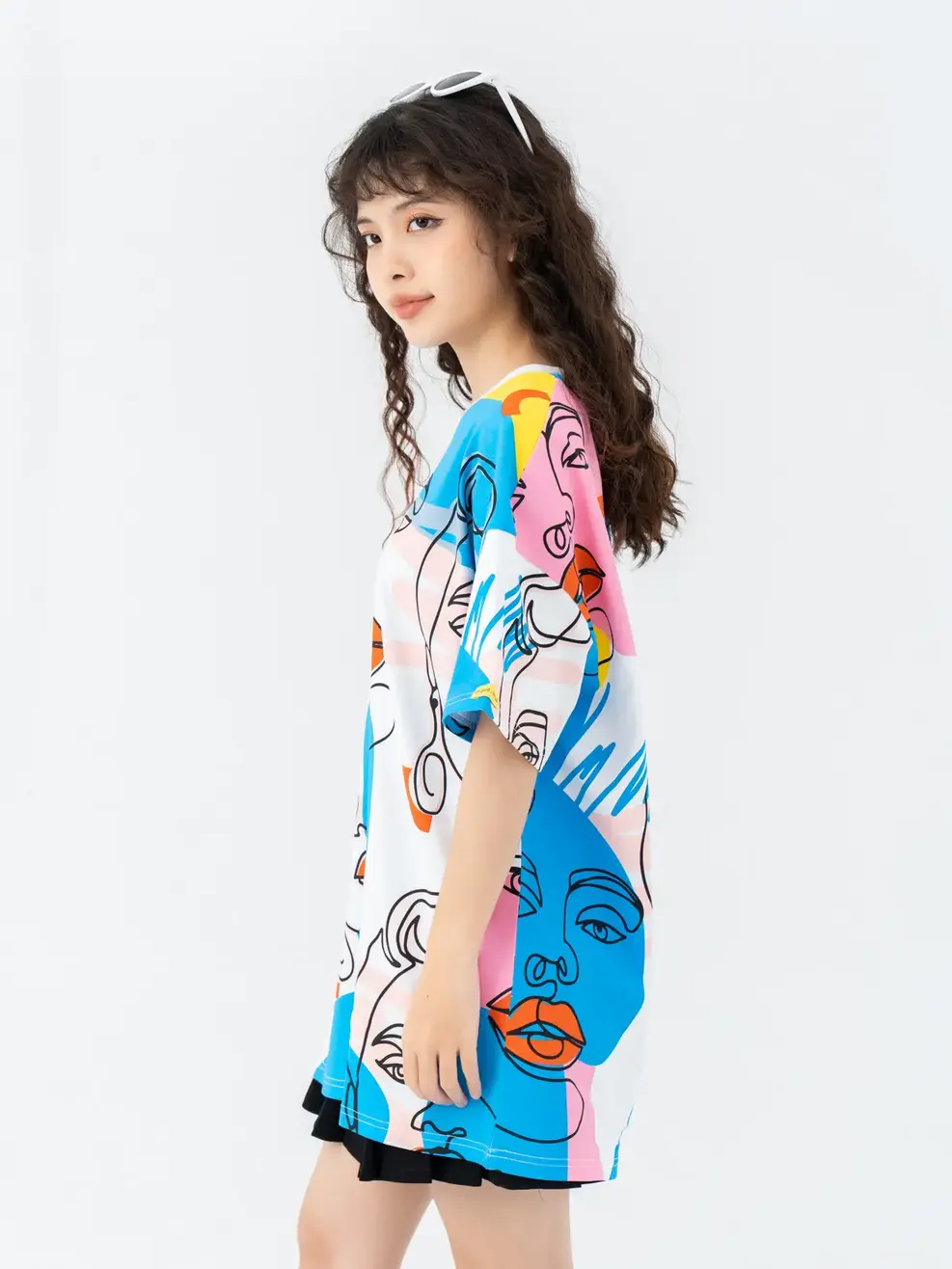 T-shirt Nữ In Tràn Cô Gái Cotton Usa - Trắng 1 - F