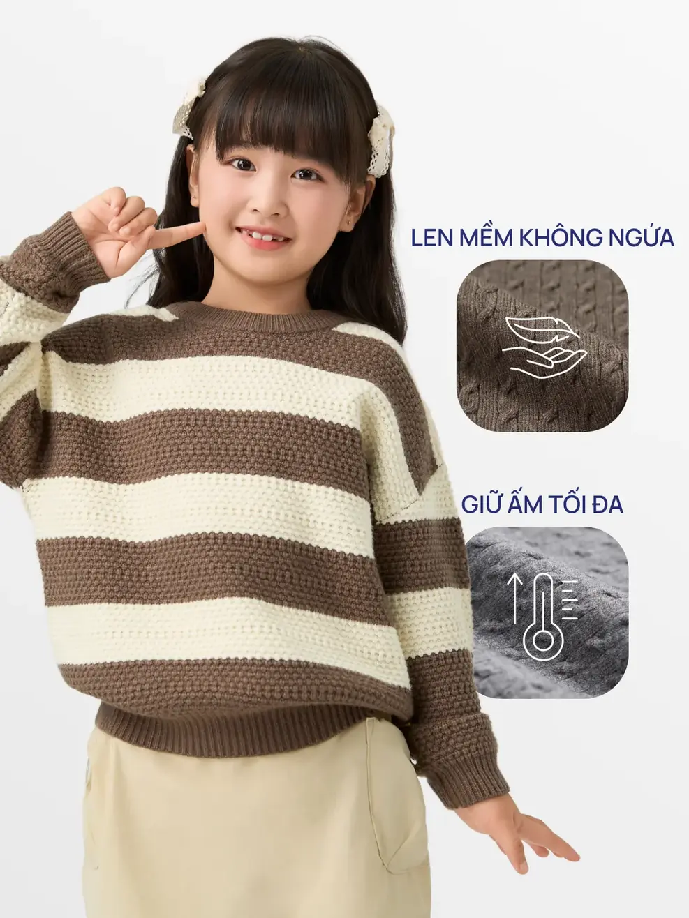 Áo Len Bé Trai Dệt Tổ Ong - NÂU 133 - 110