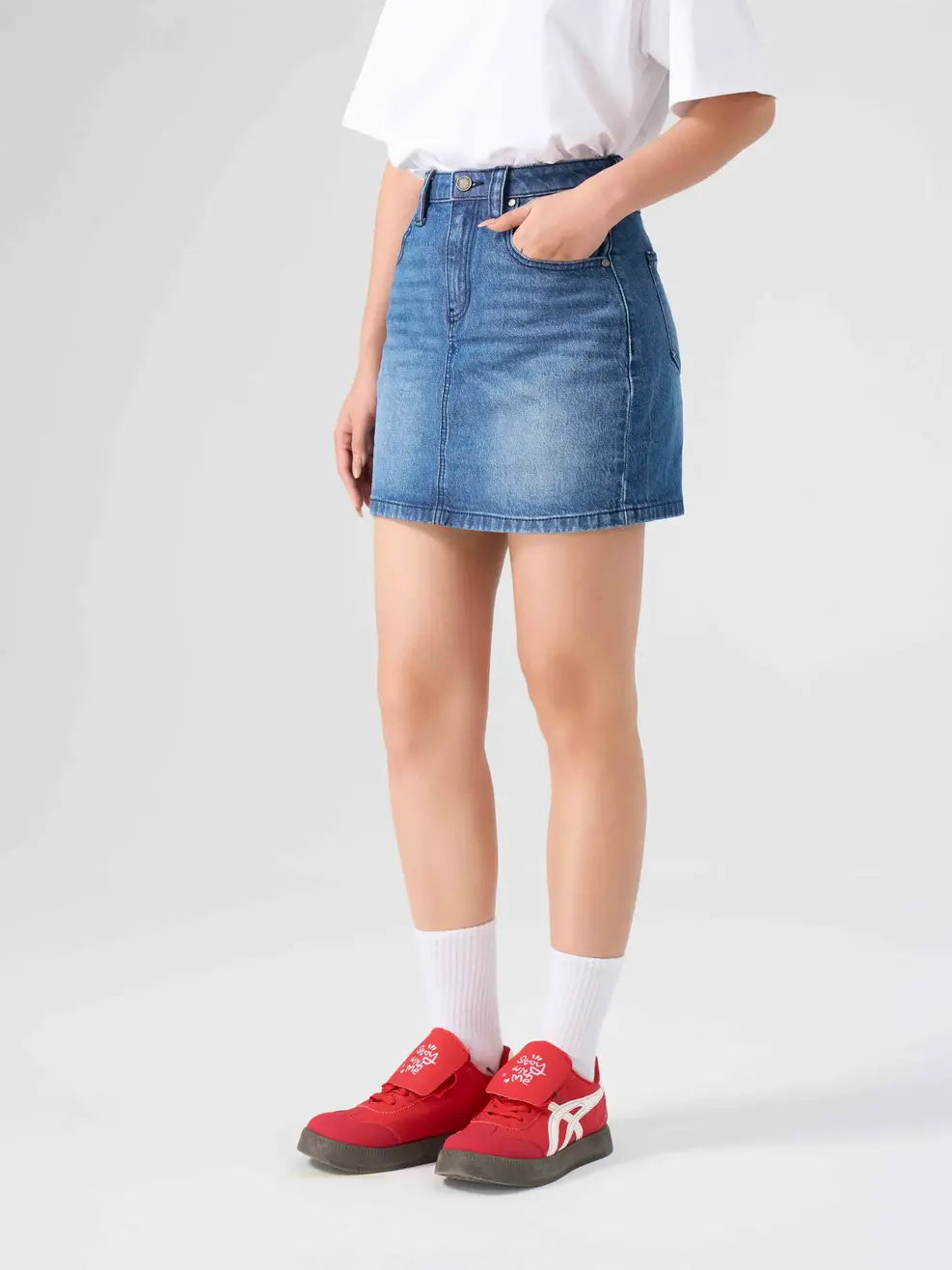 Chân Váy Jean Nữ Ngắn Cơ Bản - Xanh đậm - 25