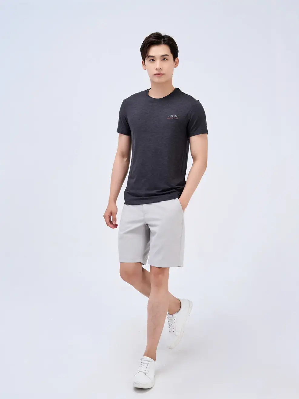 T-shirt thể thao nam work out - Đen rêu - M