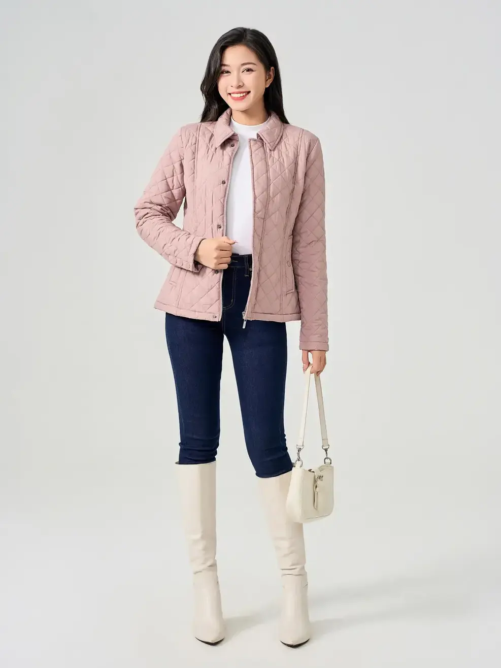 Áo Phao Nữ Trần Trám Nẹp Giấu Khóa (phn7008) - Hồng 004 - S