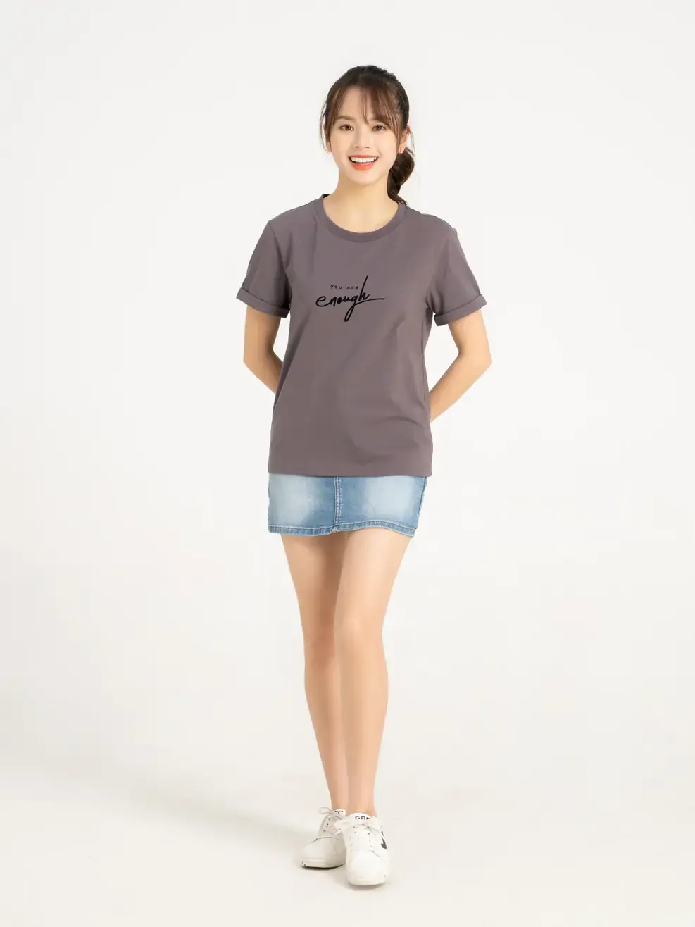 Áo thun nữ xuông - Xám - XL