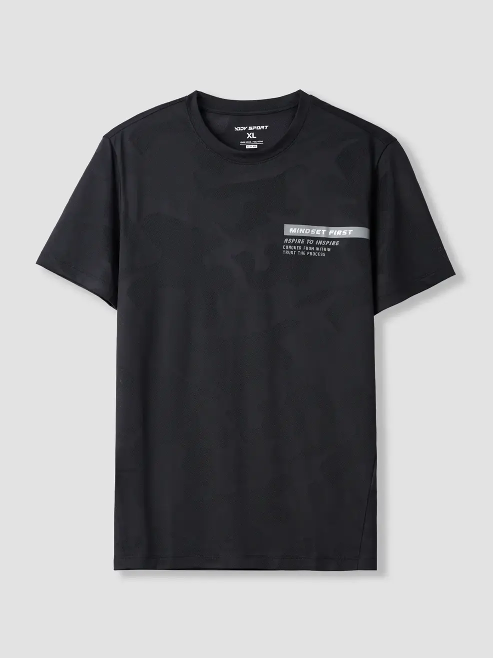 Áo Phông Nam Thể Thao Dệt Jacquard Thoáng Khí In Ngực - Đen 001