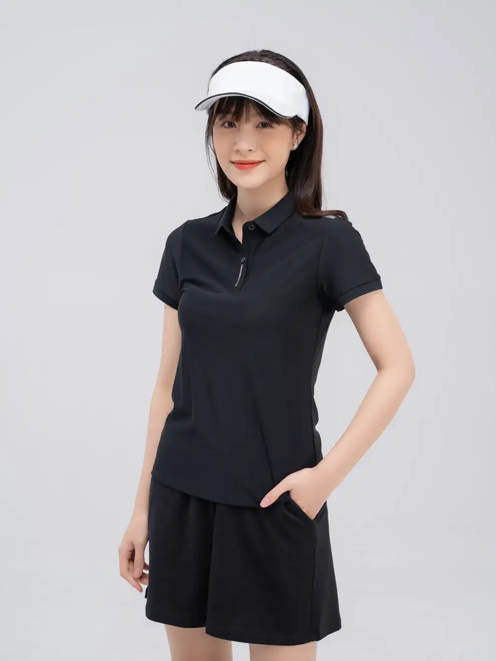 Polo thể thao nữ airycool - Đen - S