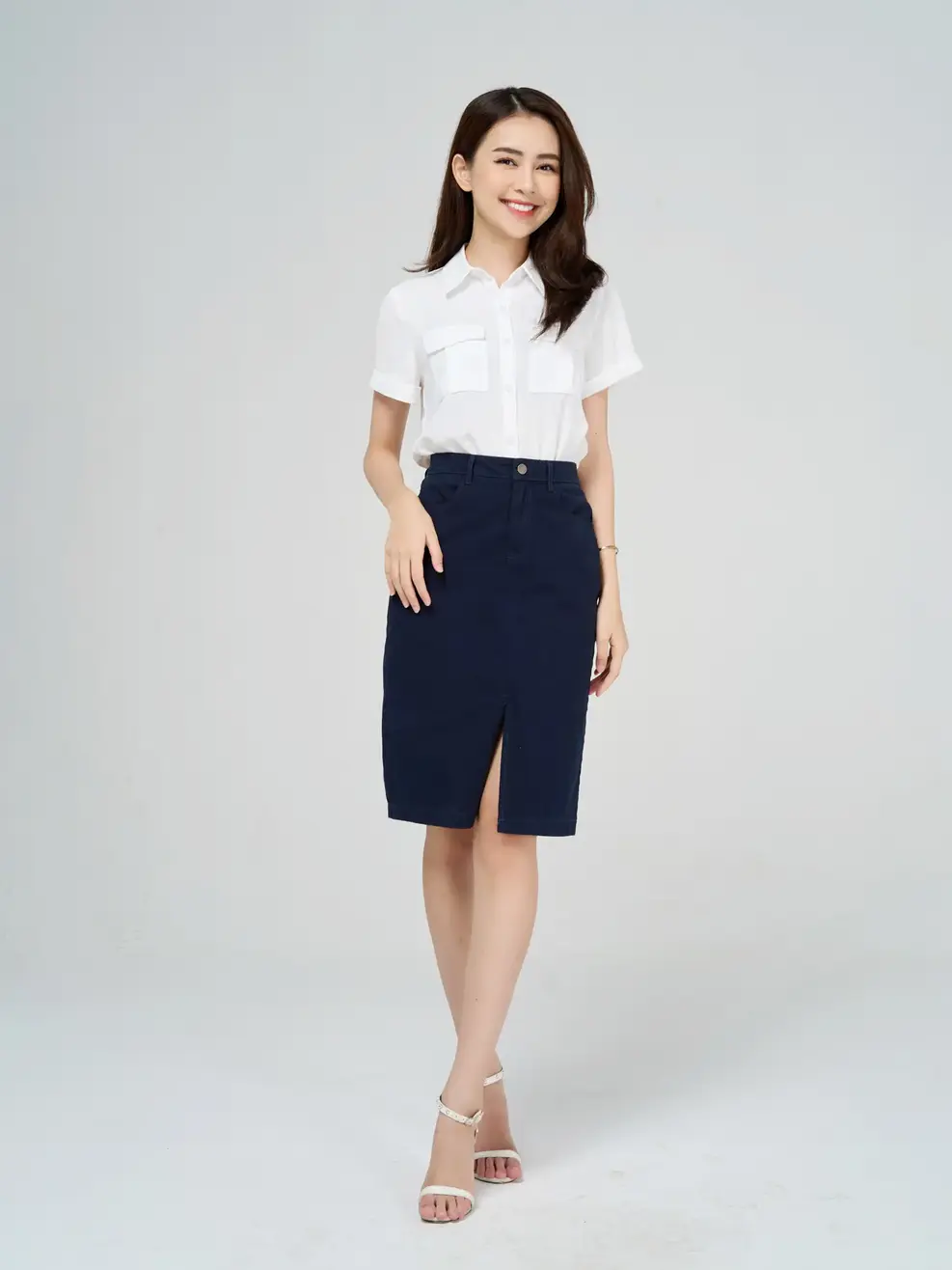 Chân ôm dài khaki xẻ - Tím than - 28