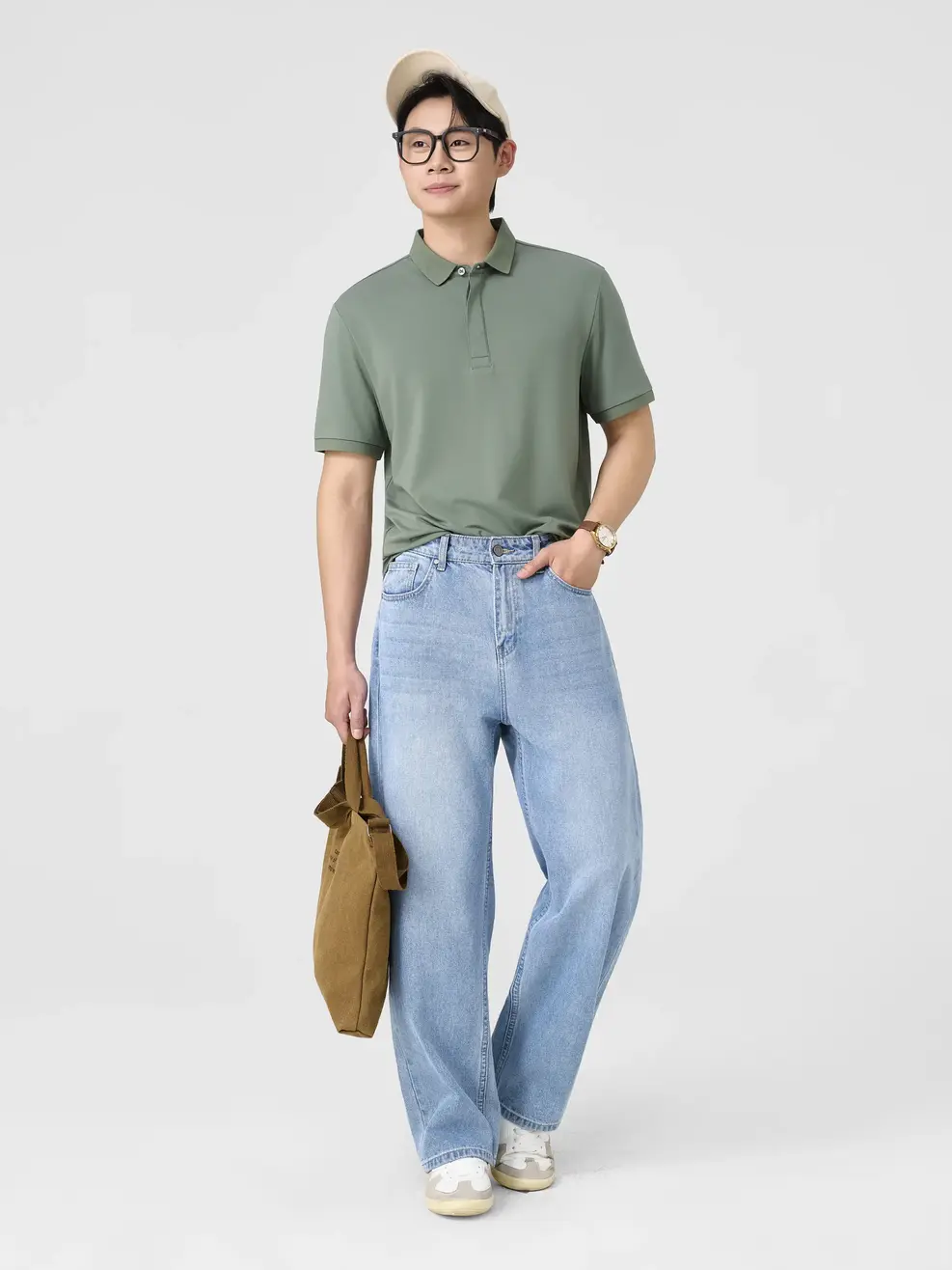 Áo Polo Nam Slim Nẹp Giấu Cúc - Xanh lá 034 - S