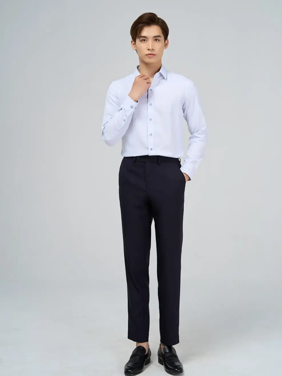 Sơ mi nam hàu dài tay - Xanh đậm - M