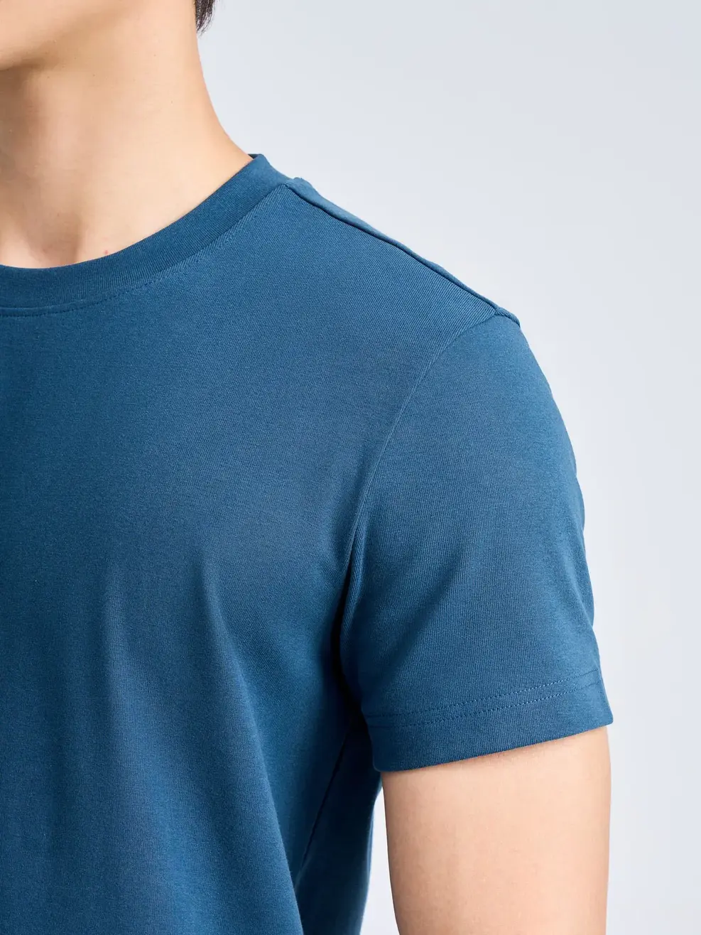 T-shirt Nam Slimfit Thun Rib Cotton Mềm - Xanh - 2XL